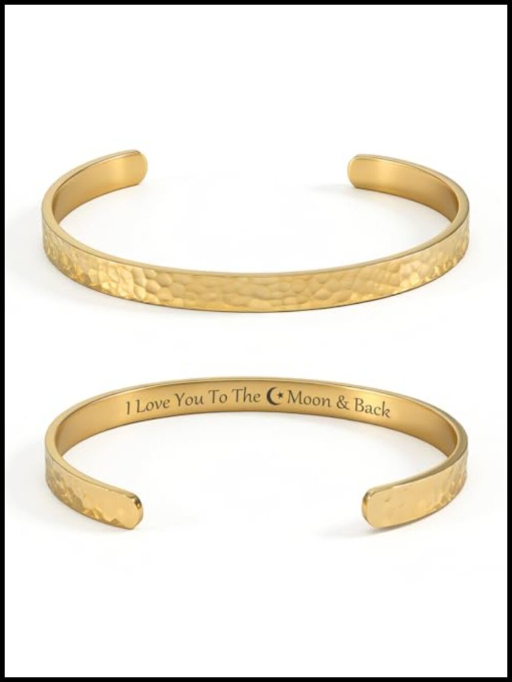 18K Gold Plated Hammered Cuff Bracelet Engraved Bible Verse Christian Gift